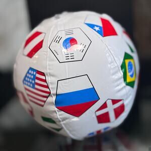 6 Vintage inflatable soccer ball international flags FIFA world cup
